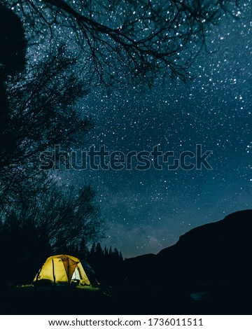 Altai mountains at night with stars