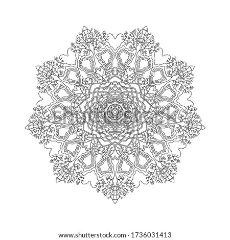 Mandala pattern. Decorative background. Lacy ornament. Coloring book page for adults.