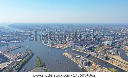Over the Elbriver, Hamburg - Aerial Shot