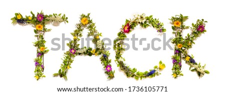 Flower And Blossom Letter Building Word Tack Means Thank You