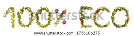 Flower And Blossom Letter Building Word 100 Percent Eco