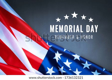 USA Memorial day and Independence day concept, United States of America flag on black background