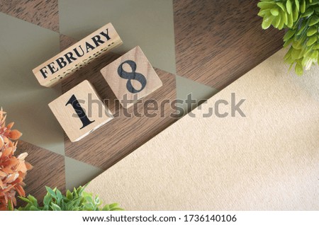 February 18, Number cube design in natural concept.