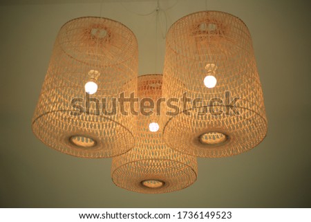 Vintage brown lamp wooden on ceiling