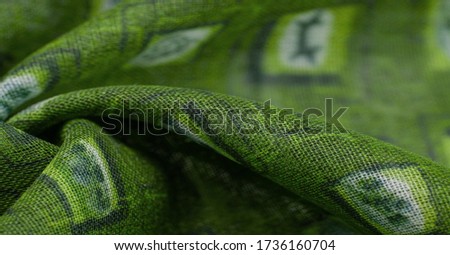 Texture, background, pattern, green silk fabric, delicate weaving, check print fantasy scarf, design, openwork weaving