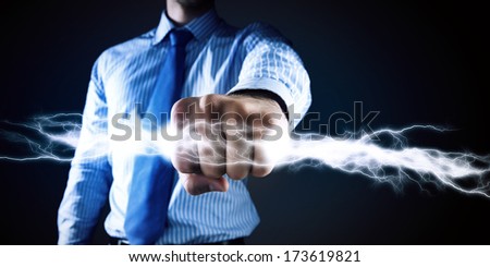 Close up image of businessman clenching fume in fist