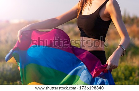 pretty girl with gay pride flag