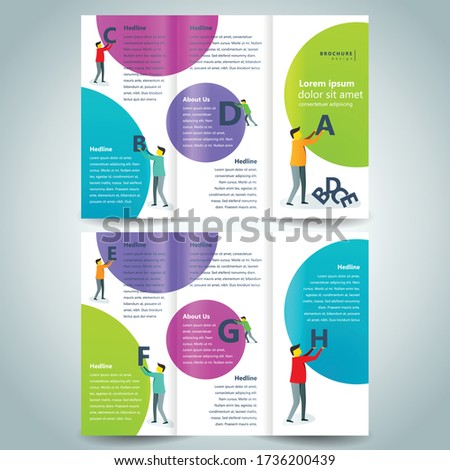 Brochure Tri-fold design template people and alphabet list