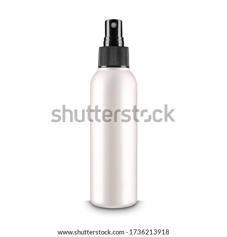 mock up of bottle in white color with black atomizer, spray cosmetic Royalty-Free Stock Photo #1736213918