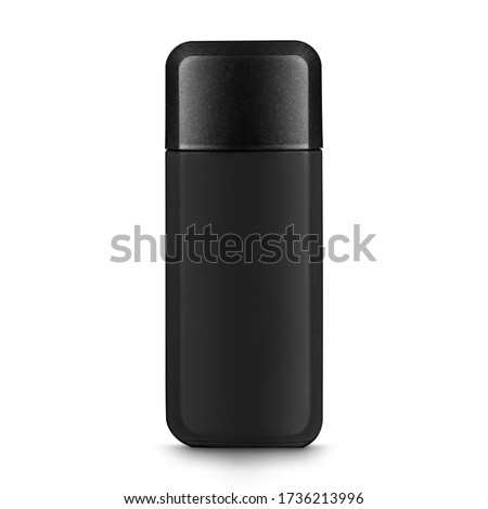 mock up of mat glass bottle in black color with nice shine on Royalty-Free Stock Photo #1736213996