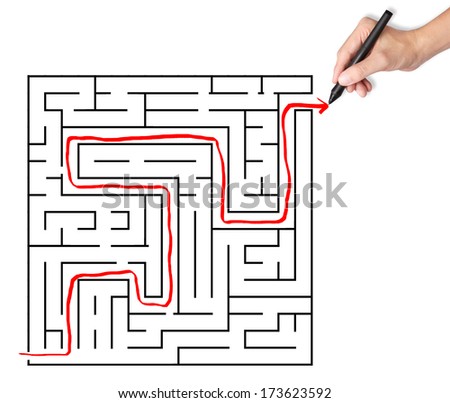 business hand solved the maze
