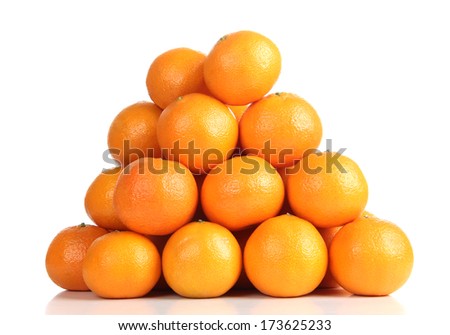 Fresh tangerine stacked in rows Royalty-Free Stock Photo #173625233