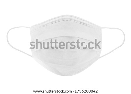 Protective face mask. Disposable ear loop 3-layer face mask in white colour for protect against virus and bacteria. - image