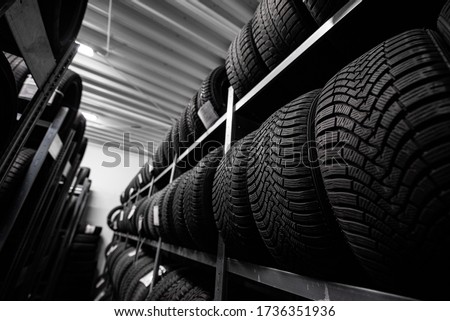 tire Service - replacement of summer and winter tires Royalty-Free Stock Photo #1736351936