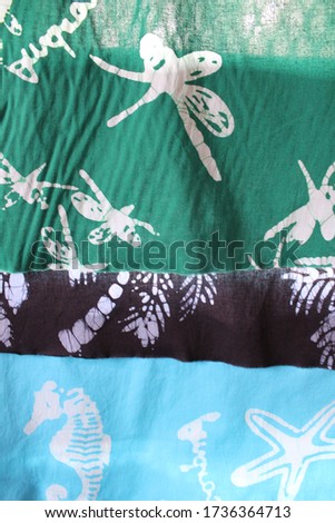 handmade textile batik Androsia fabric. This is only made exclusively in Andros Town on Andros Island, the Bahamas.