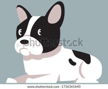 Lying French Bulldog. Cute pet in cartoon style.