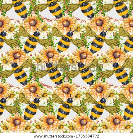 seamless pattern with watercolor sunflower,perfect to use on the web or in print