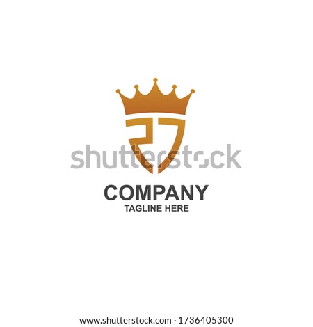 letter r j with crown logo design vector template