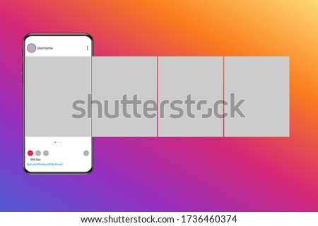 Carousel post on social network. Photo frame. Interface in popular social networks. Vector illustration.  Royalty-Free Stock Photo #1736460374