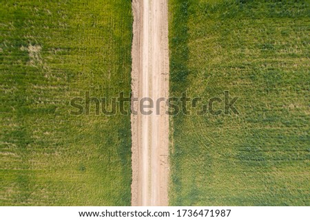 road of small gravel,  view from above