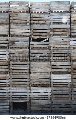 Old onion crates stacked for storage