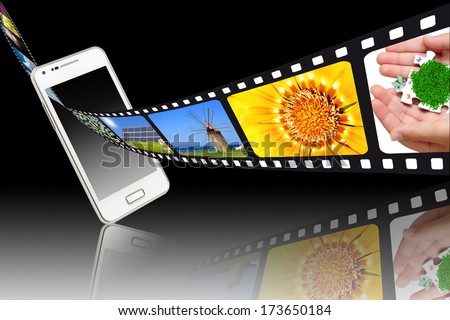 Films and film smartphones Royalty-Free Stock Photo #173650184