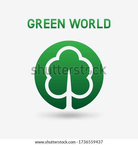 Tree in green circle eco symbol