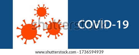Banner on the theme COVID-19 with painted viruses. Place for text. Vector illustration.
