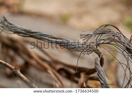 detail of a steel unwound rope