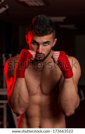 The Fighter - Muscular Boxer MMA Fighter Practice His Skills