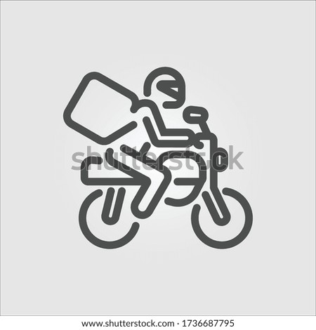 Delivery man on motorbike isolated icon