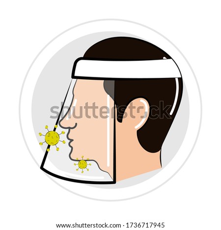 Sticker of a man icon with a safety visor for virus - Vector