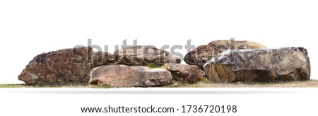 The large stones are on the grass isolated on white background.clipping path. Royalty-Free Stock Photo #1736720198