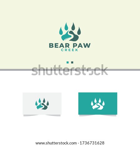 Bear Paw River Logo Design Vector Template