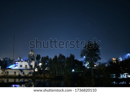 Night photographs of a village