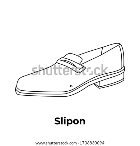 Slipon shoes, Vector illustration of hand drawn graphic Footwear, shoes. drawing Design isolated object.