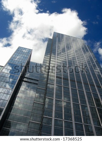 Modern business skyscraper in Canary Wharf, London