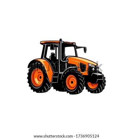 colorfull yellow tractor vector art  Royalty-Free Stock Photo #1736905124
