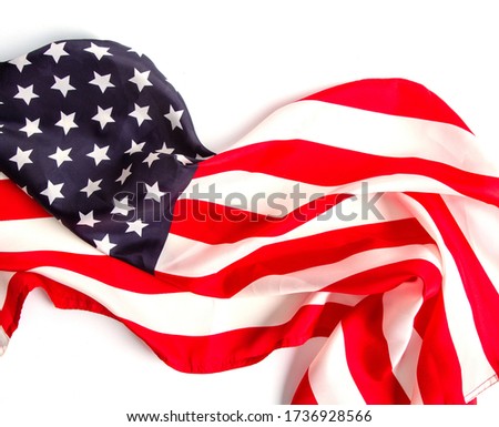 beautiful starry striped flag of the united states of america on a white background
