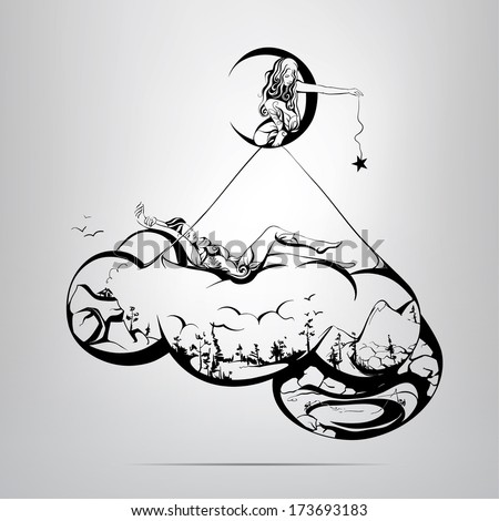 World in the cloud. vector illustration