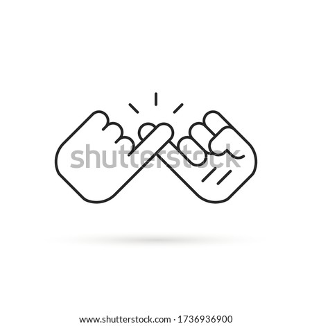 thin line pinky promise like swear icon. stroke style trend modern simple logotype graphic lineart art design isolated on white background. concept of trust or friendship with little finger Royalty-Free Stock Photo #1736936900
