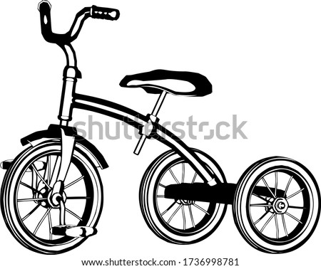 Old Tricycle. Retro bicycle Isolated vector.