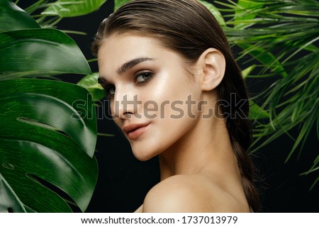 Woman Palm Exotic Makeup Model
