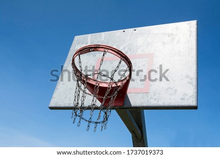 outdoor basketball basket in closeup