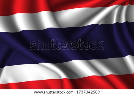 Thailand national flag of silk. Vector fabric texture