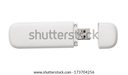 White usb flash drive isolated on the white background Royalty-Free Stock Photo #173704256