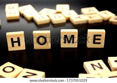 Text modules with the title "Home" on a black background