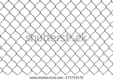 Chain Link Fence with White Background Royalty-Free Stock Photo #173714570