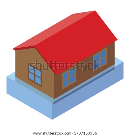 House in flood icon. Isometric of house in flood vector icon for web design isolated on white background