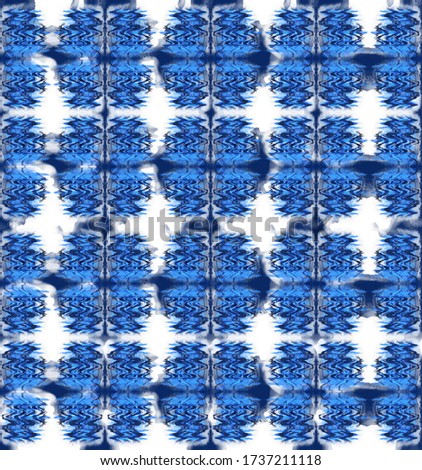 Indigo blue tie-dye textile pattern. Editable vector seamless pattern repeat
